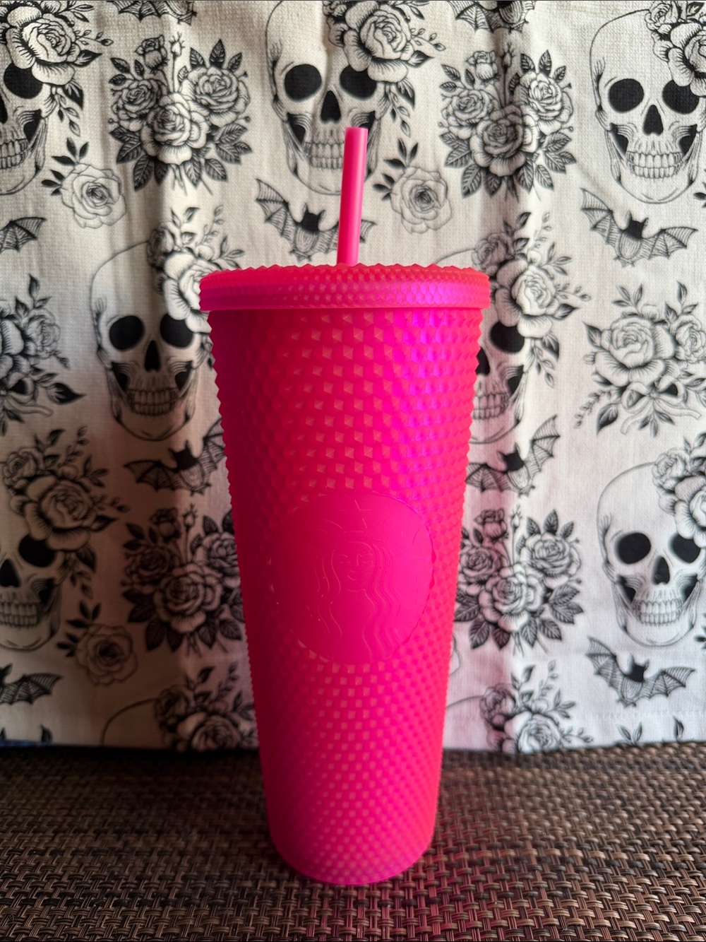 Starbucks Hot Pink Studded Reusable Tumbler Cup with Straw